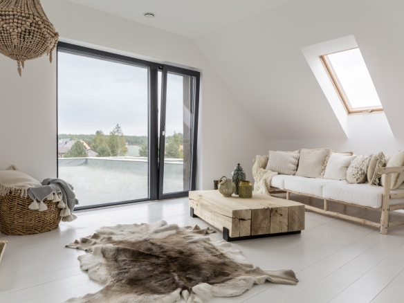 attic room with balcony