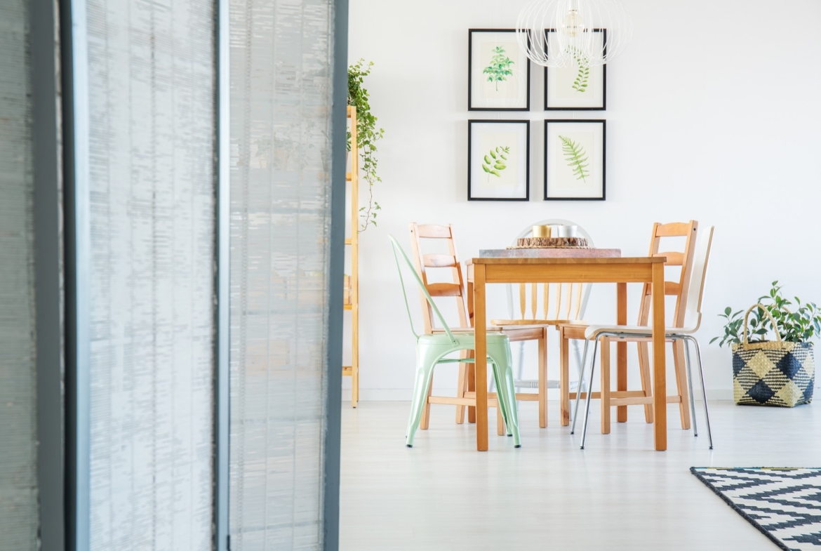 room divider in cozy apartment