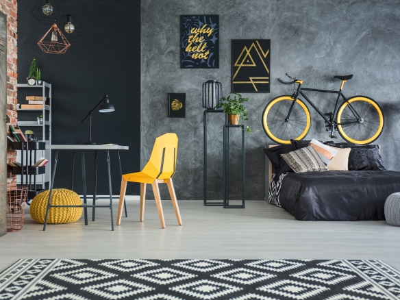 flat with yellow decors